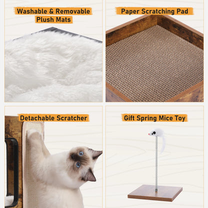 Wood Cat Condo House Bed, toys