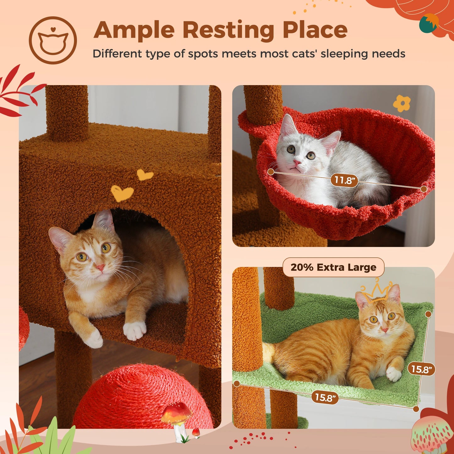 Floor to Ceiling Cat Tower Adjustable Height