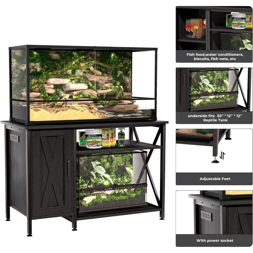 Reptile Terrarium Tank Stand with Power Outlet
