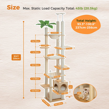 Height Adjustable Wooden Cat Tree