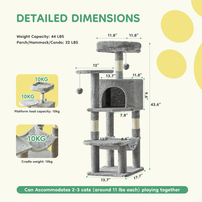 Multi-Cat Climbing Tower for Pet Furniture