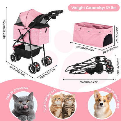 Pet Stroller Small Puppy Dogs & Cats Travel