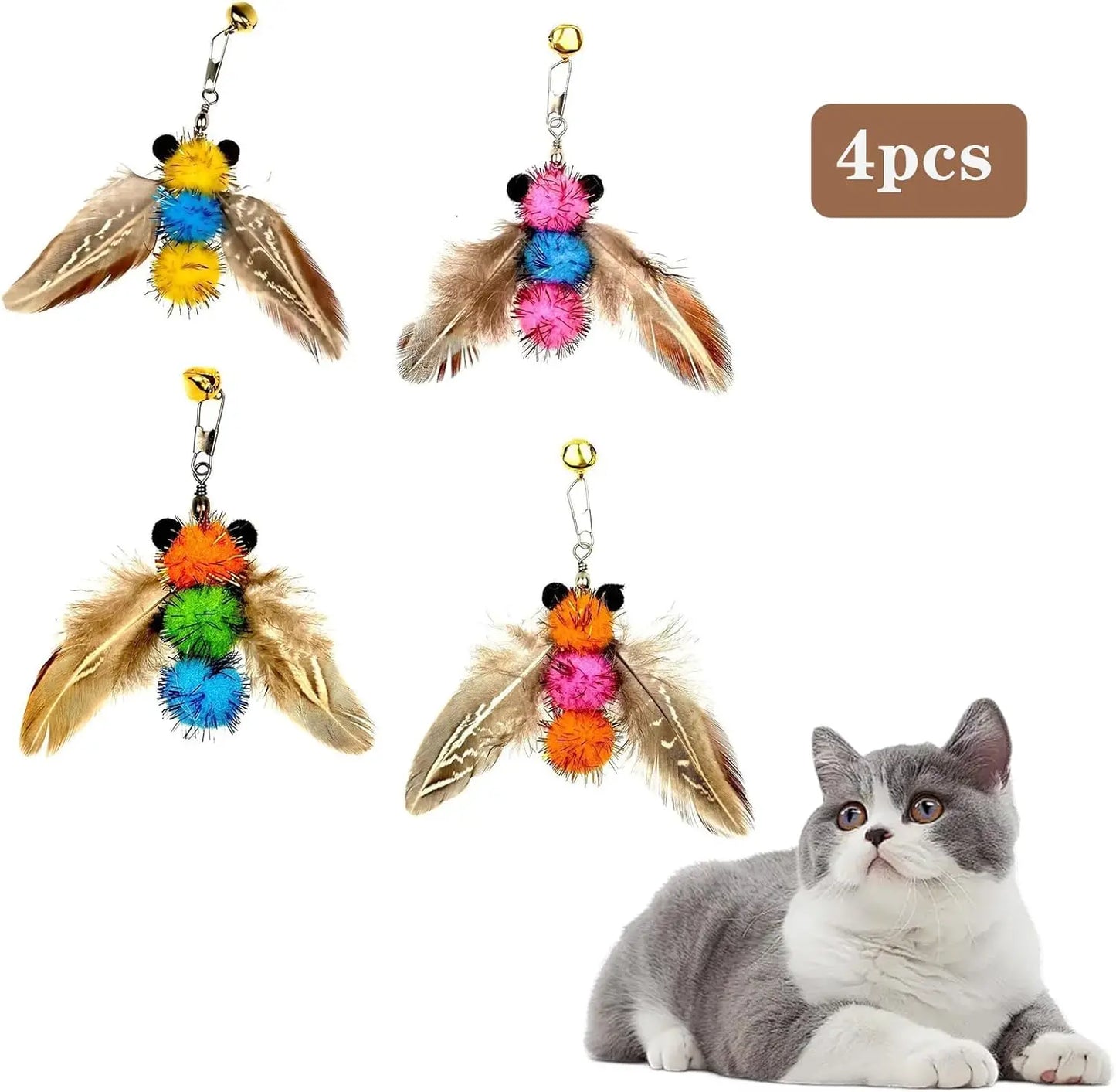 4-Piece Cat Feather Toy Refill Set