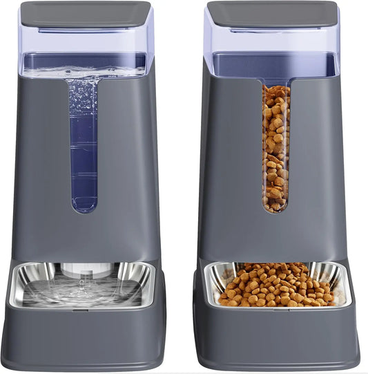 Pet Feeder and Water Dispenser, Stainless Steel Bowls,
